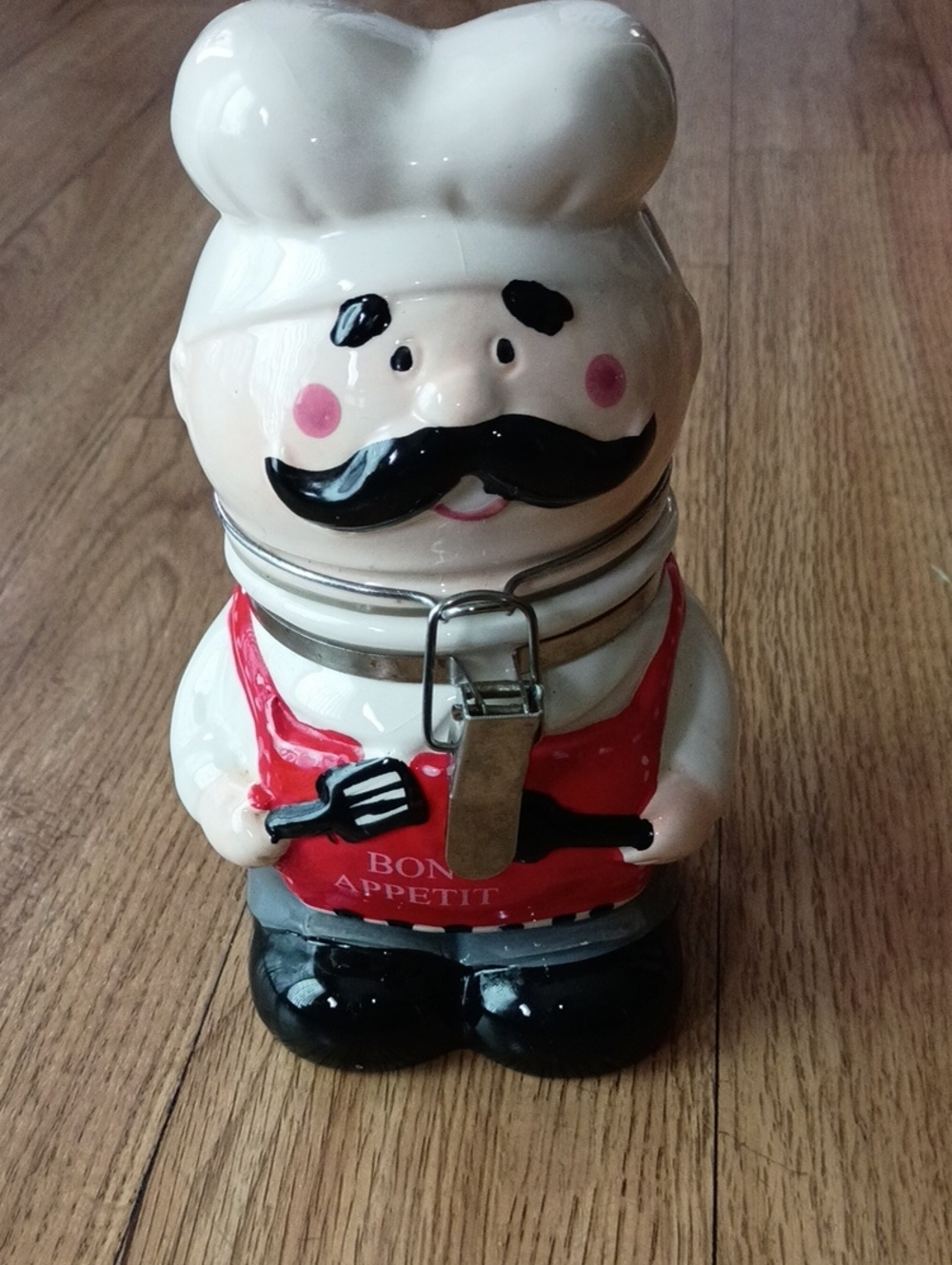 Vintage Boston Warehouse Ceramic Chef Hinged Canister Jar / Kitchen Decor